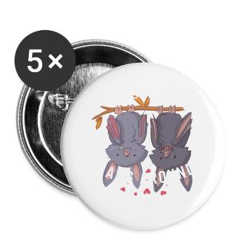 Valentinstag Fledermäuse Spruch - Buttons groß 56 mm (5er Pack) - Weiß - Vorne
