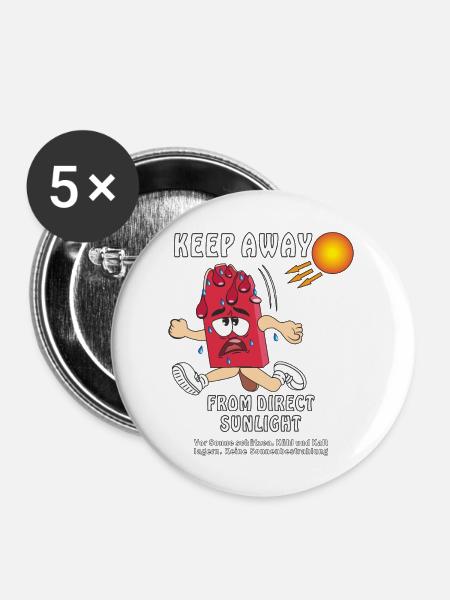 SONNENSCHUTZ EISCREME - Buttons groß 56 mm (5er Pack) - Weiß