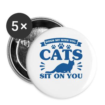 Cat Parents Cat Cat Mama Gift - Buttons large 2.2''/56 mm (5-pack) - white - Front