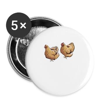 Brahma Hühner I Chicken Geflügel Motiv für - Buttons groß 56 mm (5er Pack) - Weiß - Vorne