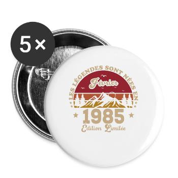 Les Légendes Sont Nées En Février 1985 - Lot de 5 grands badges (56 mm) - blanc - Devant