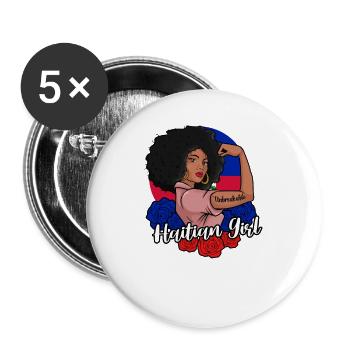 Haiti Haitian Flag Woman Princess I Gift - Buttons large 2.2''/56 mm (5-pack) - white - Front