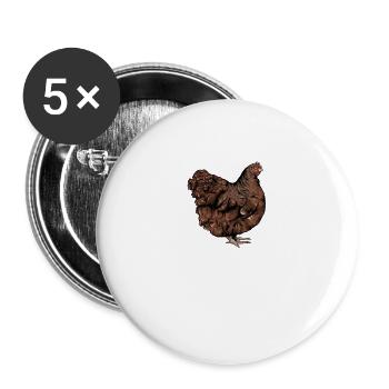 Brahma Hühner I Chicken Geflügel Motiv für - Buttons groß 56 mm (5er Pack) - Weiß - Vorne