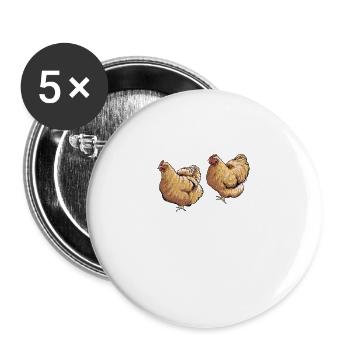 Brahma Hühner I Chicken Geflügel Motiv für - Buttons groß 56 mm (5er Pack) - Weiß - Vorne