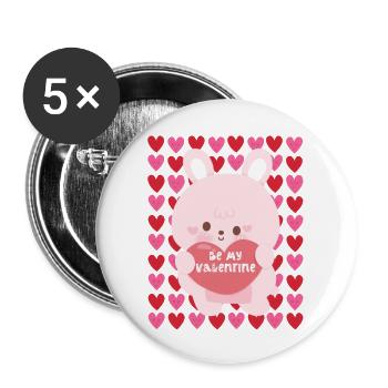 SOIS MA VALENTINE - Lot de 5 grands badges (56 mm) - blanc - Devant