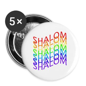 SHALOM ARC EN CIEL FLAG - Lot de 5 grands badges (56 mm) - blanc - Devant