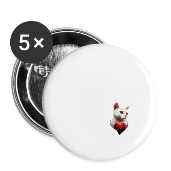 Je suis pas célibataire j'ai un chat - Lot de 5 grands badges (56 mm) - blanc - Devant