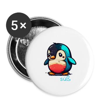 Pinguin Penguin Jungen Mädchen Zoo Süßer Spruch - Buttons groß 56 mm (5er Pack) - Weiß - Vorne