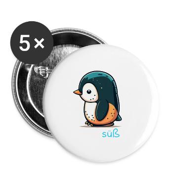 Pinguin Penguin Jungen Mädchen Zoo Süßer Spruch - Buttons groß 56 mm (5er Pack) - Weiß - Vorne