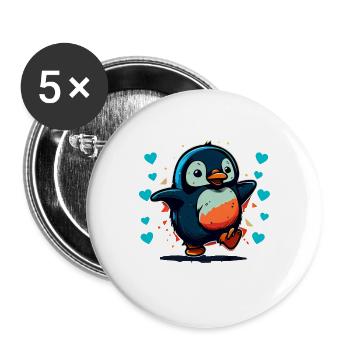 Pinguin Penguin Jungen Mädchen Zoo Polar Antarktis - Buttons groß 56 mm (5er Pack) - Weiß - Vorne