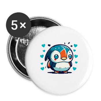 Pinguin Penguin Jungen Mädchen Zoo Polar Antarktis - Buttons groß 56 mm (5er Pack) - Weiß - Vorne