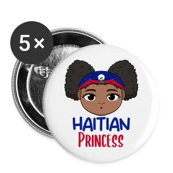 Haiti Haitian Flagge Frau Prinzessin I Geschenk - Buttons groß 56 mm (5er Pack) - Weiß - Vorne