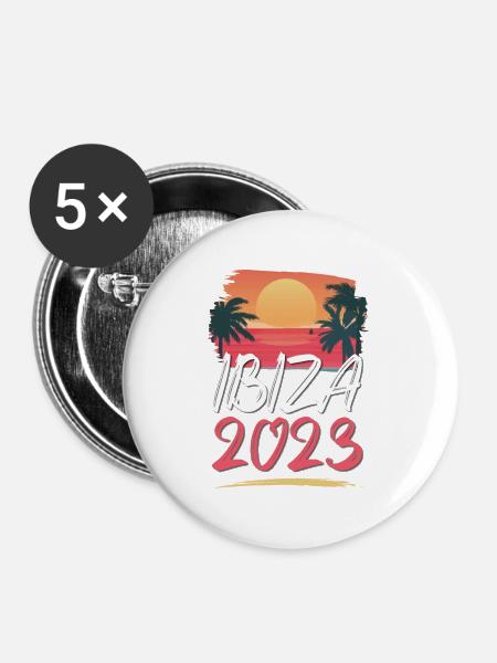 Ibiza 2023 - Buttons groß 56 mm (5er Pack) - Weiß