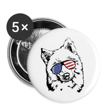 Samoyed Patriot America Flag Wilsign's Dogs - Buttons large 2.2''/56 mm (5-pack) - white - Front