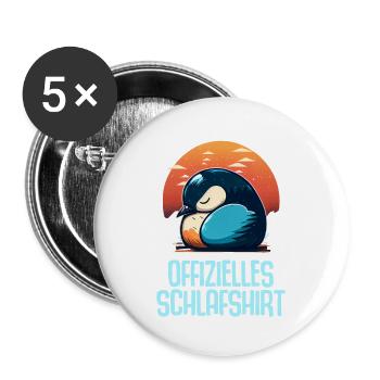 Offizielles Schlafshirt Nachthemd Pyjama Pinguin - Buttons groß 56 mm (5er Pack) - Weiß - Vorne