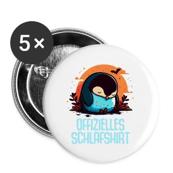 Offizielles Schlafshirt Nachthemd Pyjama Pinguin - Buttons groß 56 mm (5er Pack) - Weiß - Vorne