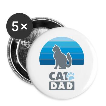 Cat dad - Buttons large 2.2''/56 mm (5-pack) - white - Front