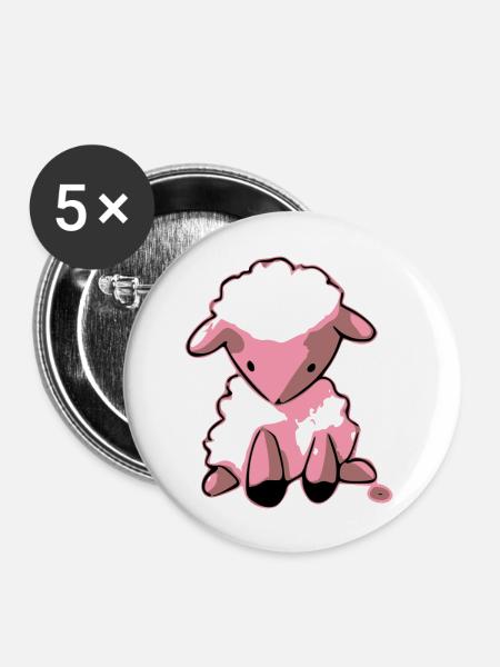 Milo das kleine Schaf - Buttons groß 56 mm (5er Pack) - Weiß