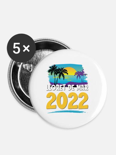 Lloret De Mar 2023 - Buttons groß 56 mm (5er Pack) - Weiß