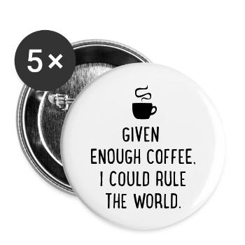 Kaffee - Buttons groß 56 mm (5er Pack) - Weiß - Vorne