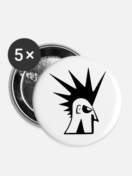 Wütender Punk - Buttons groß 56 mm (5er Pack) - Weiß