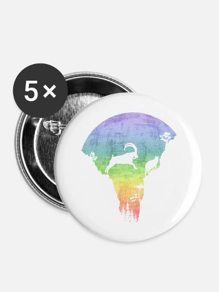 Springender Steinbock - Buttons groß 56 mm (5er Pack) - Weiß