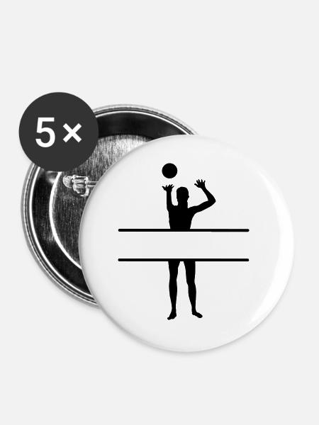 Schattenbild des Volleyballspielers - Buttons groß 56 mm (5er Pack) - Weiß