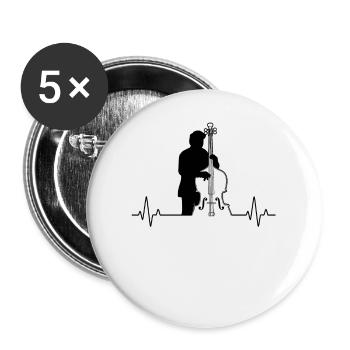 Kontrabass Kontrabassspieler Kontrabassist - Buttons groß 56 mm (5er Pack) - Weiß - Vorne