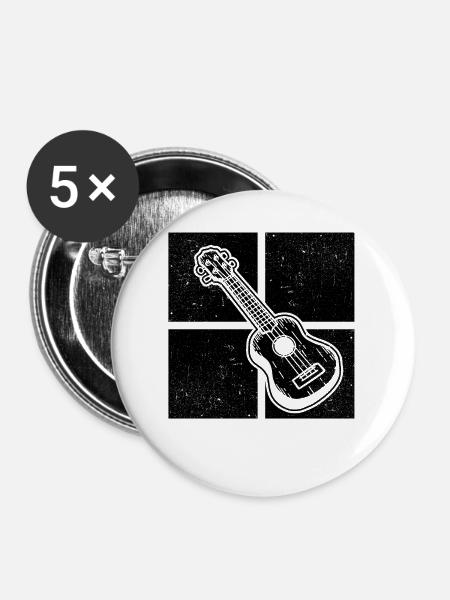 Ukulele Ukulele-Spieler Ukulelist - Buttons groß 56 mm (5er Pack) - Weiß