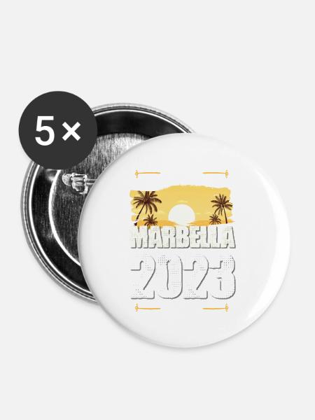 Marbella 2023 - Buttons groß 56 mm (5er Pack) - Weiß