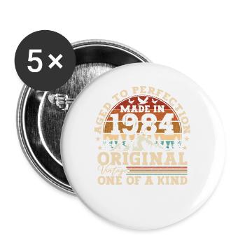 Né en 1984 Vintage Birthday Retro Gift - Lot de 5 grands badges (56 mm) - blanc - Devant