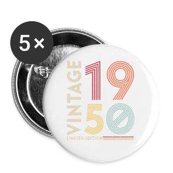 Millésime 1950 Edition limitée - Lot de 5 grands badges (56 mm) - blanc - Devant