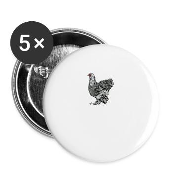Brahma Hühner I Chicken Geflügel Motiv für - Buttons groß 56 mm (5er Pack) - Weiß - Vorne