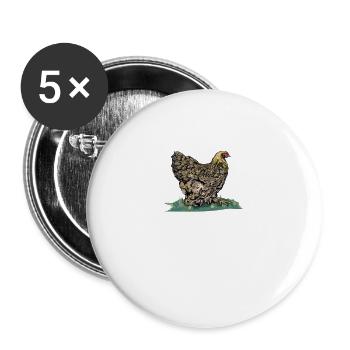 Brahma Hühner I Chicken Geflügel Motiv für - Buttons groß 56 mm (5er Pack) - Weiß - Vorne