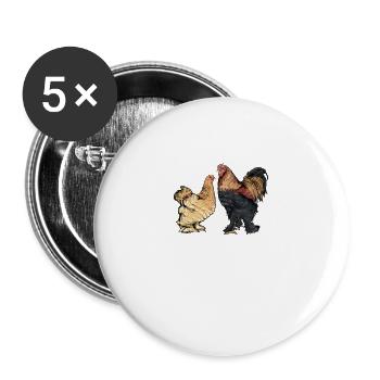 Brahma Hühner I Chicken Geflügel Motiv für - Buttons groß 56 mm (5er Pack) - Weiß - Vorne