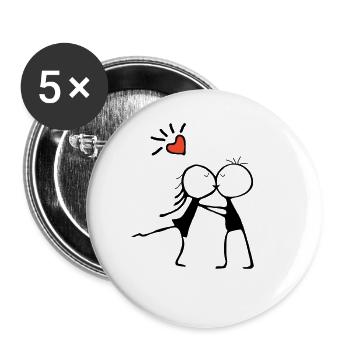 Embrace of Love: A Romantic Couple Design - Buttons large 2.2''/56 mm (5-pack) - white - Front