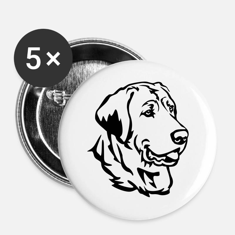 Broholmer Kopf - Lot de 5 grands badges (56 mm) - blanc