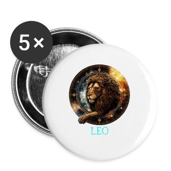 Embrassez votre identité Lion: Leo Pride Zodiac - Lot de 5 grands badges (56 mm) - blanc - Devant