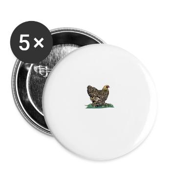 Brahma Hühner I Chicken Geflügel Motiv für - Buttons groß 56 mm (5er Pack) - Weiß - Vorne