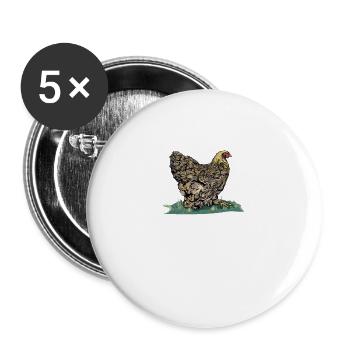Brahma Hühner I Chicken Geflügel Motiv für - Buttons groß 56 mm (5er Pack) - Weiß - Vorne
