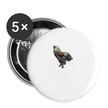 Brahma Hühner I Chicken Geflügel Motiv für - Buttons groß 56 mm (5er Pack) - Weiß - Vorne