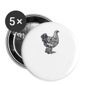 Brahma Hühner I Chicken Geflügel Motiv für - Buttons groß 56 mm (5er Pack) - Weiß - Vorne