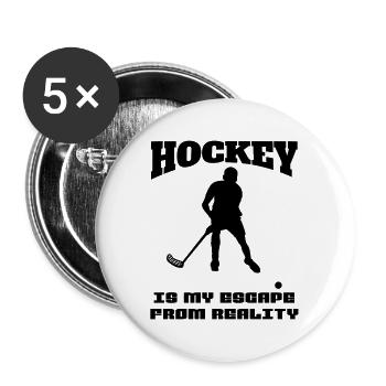 Hockey Geschenk Unihockey Hockeyspieler Feldhockey - Buttons groß 56 mm (5er Pack) - Weiß - Vorne