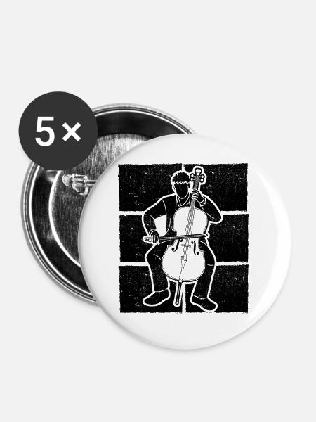 Cello Cellospieler Cellist - Buttons groß 56 mm (5er Pack) - Weiß