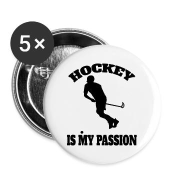 Hockey Geschenk Unihockey Feldhockey Hockeyspieler - Buttons groß 56 mm (5er Pack) - Weiß - Vorne