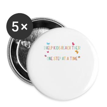 Pädiatrische Therapeutin Ich helfe Kindern stolze - Buttons groß 56 mm (5er Pack) - Weiß - Vorne