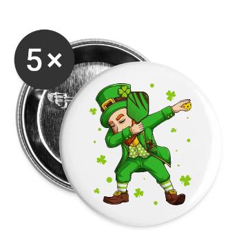 Pickleball Dabbing Leprechaun St. Patrick's Day - Buttons groß 56 mm (5er Pack) - Weiß - Vorne