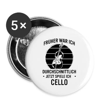 Cello Cellospieler Cellist - Buttons groß 56 mm (5er Pack) - Weiß - Vorne