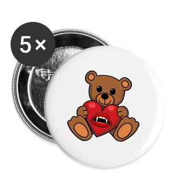 Teddy Heart Vampire Horreur Halloween Suceur de sang - Lot de 5 grands badges (56 mm) - blanc - Devant