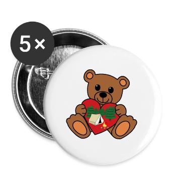 Teddy Camper Tente Tente Nature Vacances En Plein Air - Lot de 5 grands badges (56 mm) - blanc - Devant